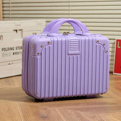 Vintage Luggage Mini Makeup Case | 14-Inch Small Storage Lock Box