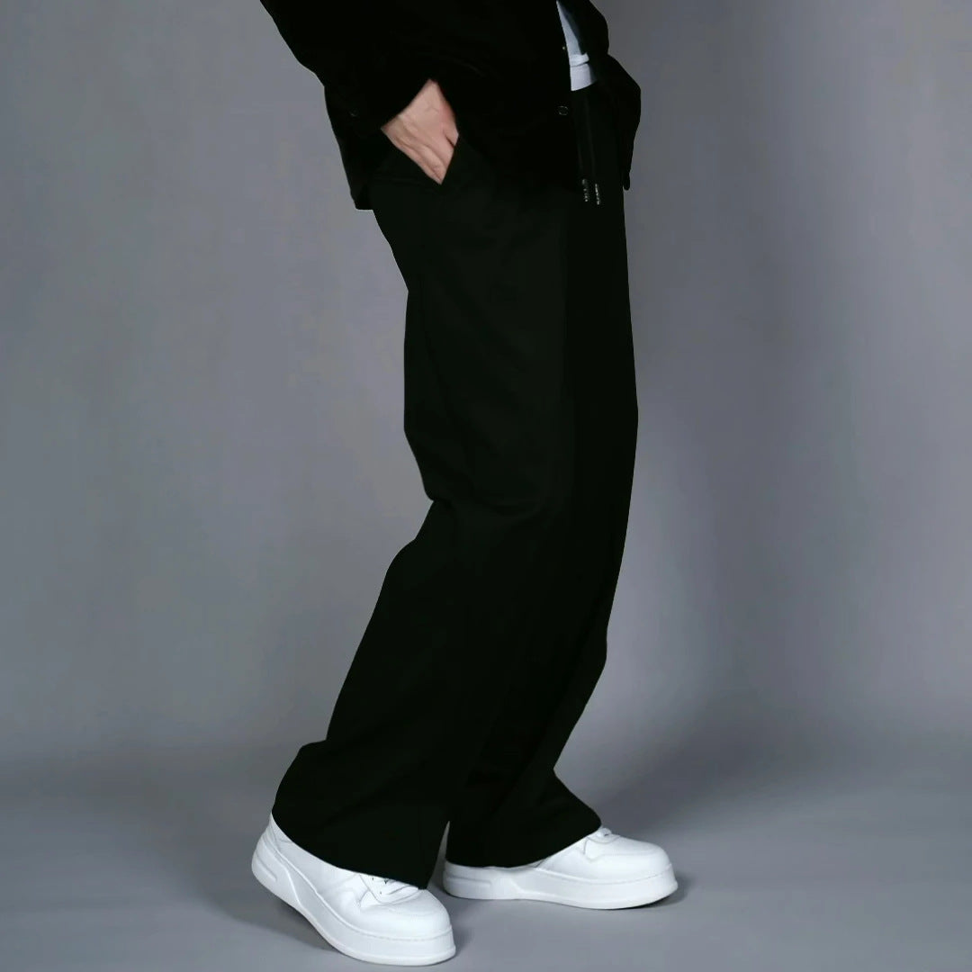 Premium Minimalist Wide-Leg Trousers – Relaxed Straight Fit Drapey Pants for Men & Women
