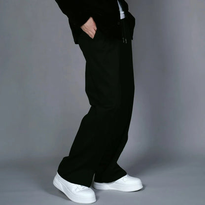 Premium Minimalist Wide-Leg Trousers – Relaxed Straight Fit Drapey Pants for Men & Women