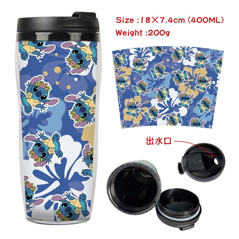 Cute Stitch Cartoon Double-Layer Insulated Travel Mug - 400ml