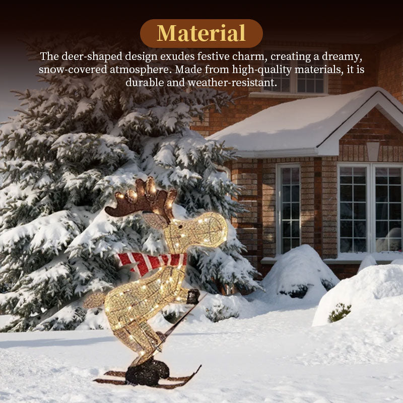 Festive LED Skiing Reindeer Decoration for Lawn, Tree & Home Decor