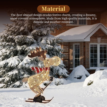 Festive LED Skiing Reindeer Decoration for Lawn, Tree & Home Decor