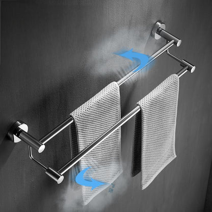 Heavy-Duty 304 Stainless Steel Double Towel Rack – No-Drill Wall-Mounted Rustproof Hanging Bar for Bathroom