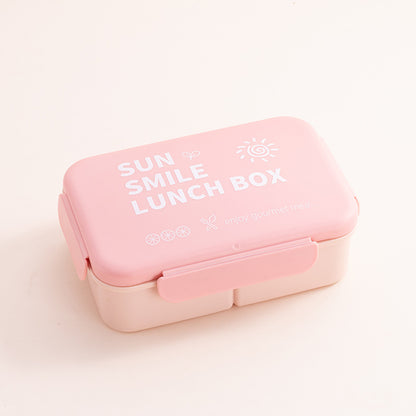 Stylish Pastel Bento Lunch Box - Microwave Safe 3-Compartment Food Container with Spoon & Fork (Portable & Leak-Proof)