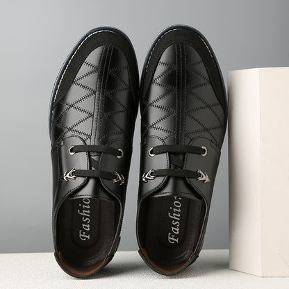 Men's Casual Leather Shoes - Korean Version Trendy Quilted Blue Sneakers