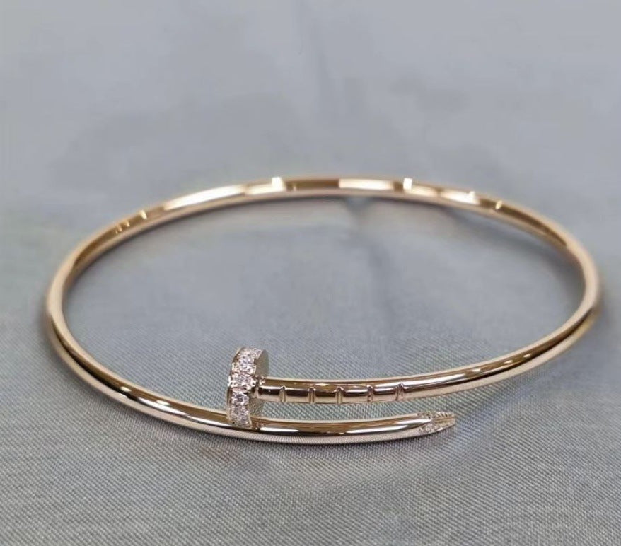 Unisex Fashion Nail Cuff Bracelet in Silver Tone