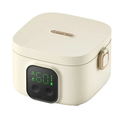 Portable Wireless Electric Lunch Box - Rechargeable Water-Free Heating Food Container with LCD Display
