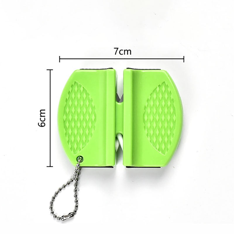 ONEUP Mini Portable Knife Sharpener - Two-Stage Tungsten & Ceramic Rod Sharpener with Butterfly Grip (Quick & Easy Sharpening)