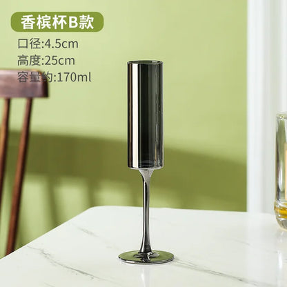 Luxury Electroplated Smoky Gray Crystal Glass | Modern Black Brandy & Whiskey Goblet