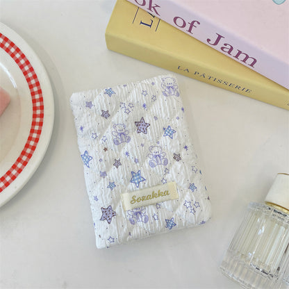 Cute Embossed Cartoon Passport Protection Cover - Quilted Fabric Travel Document Bag & Card Holder