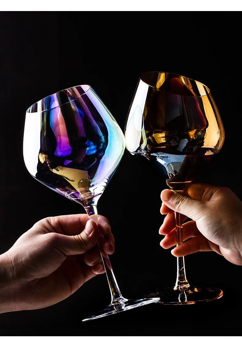 Creative Bevel Champagne/Wine Glass Cups with Iridescent Color-Changing Finish
