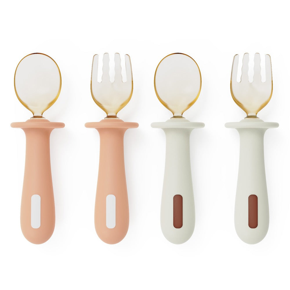2-Piece Baby Feeding Set | PPSU Silicone & Stainless Steel Self-Feeding Utensils for Toddlers