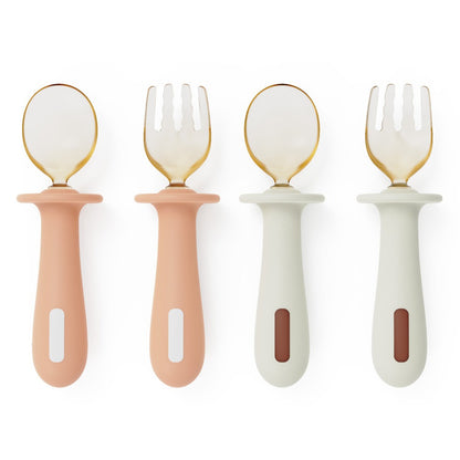 2-Piece Baby Feeding Set | PPSU Silicone & Stainless Steel Self-Feeding Utensils for Toddlers