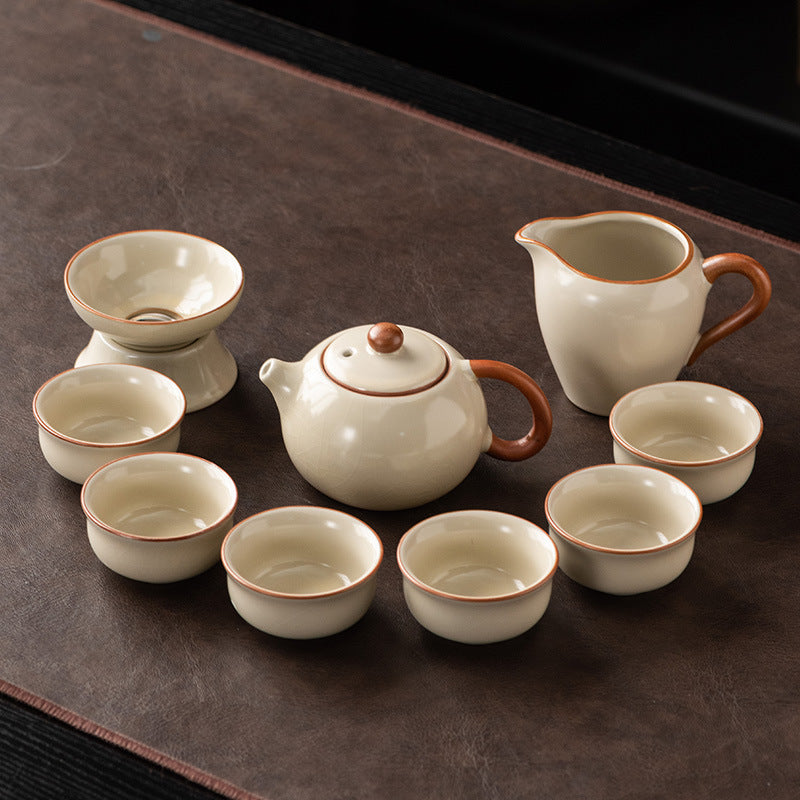 Traditional Ru Kiln Chinese Kung Fu Tea Set - Premium Ceramic Xishi Teapot & Tea Cup Set