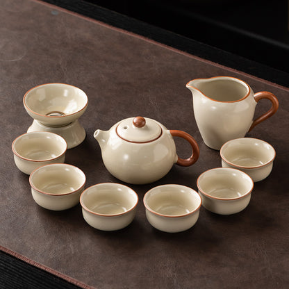 Traditional Ru Kiln Chinese Kung Fu Tea Set - Premium Ceramic Xishi Teapot & Tea Cup Set