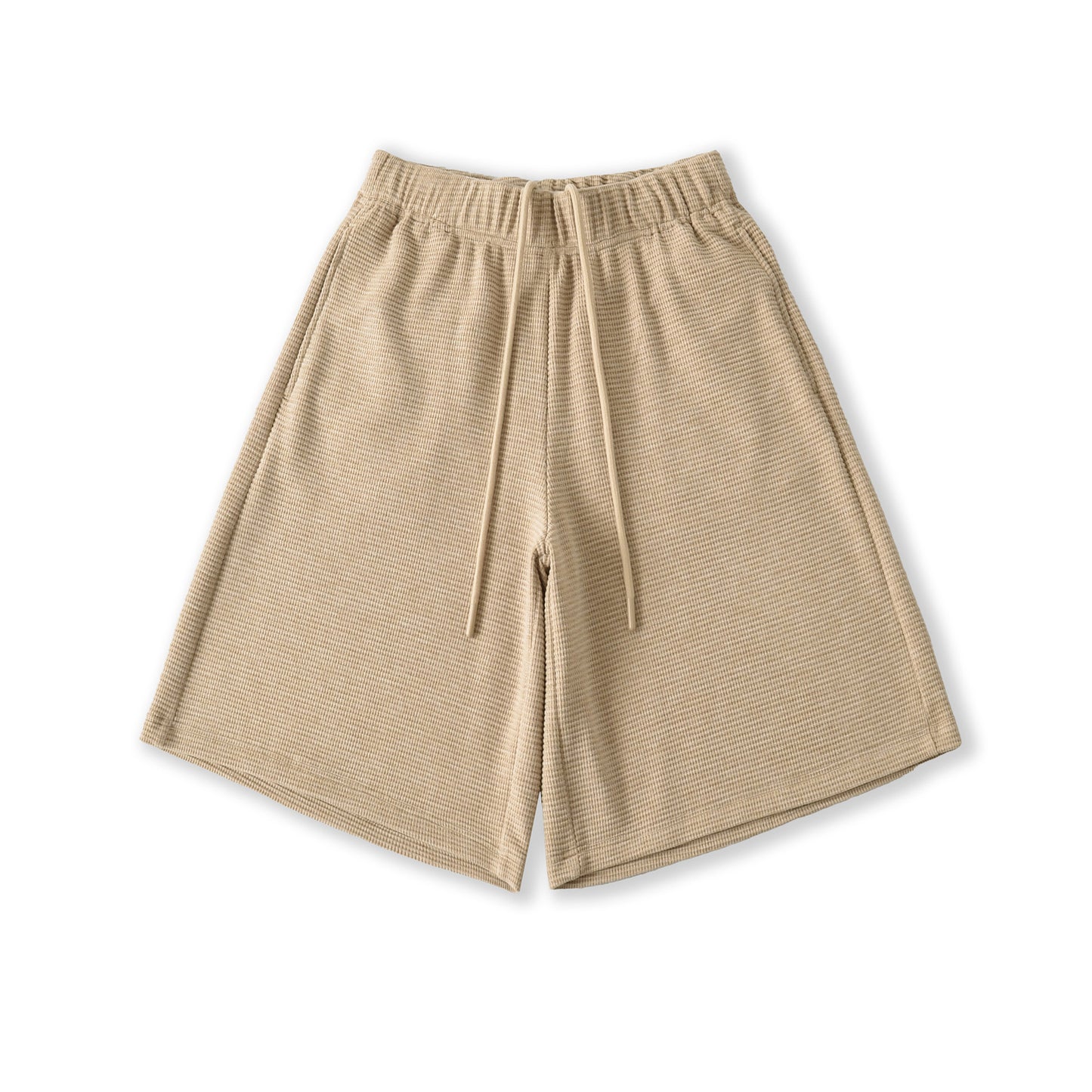 Casual Waffle Knit Shorts with Drawstring Elastic Waist