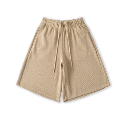 Casual Waffle Knit Shorts with Drawstring Elastic Waist