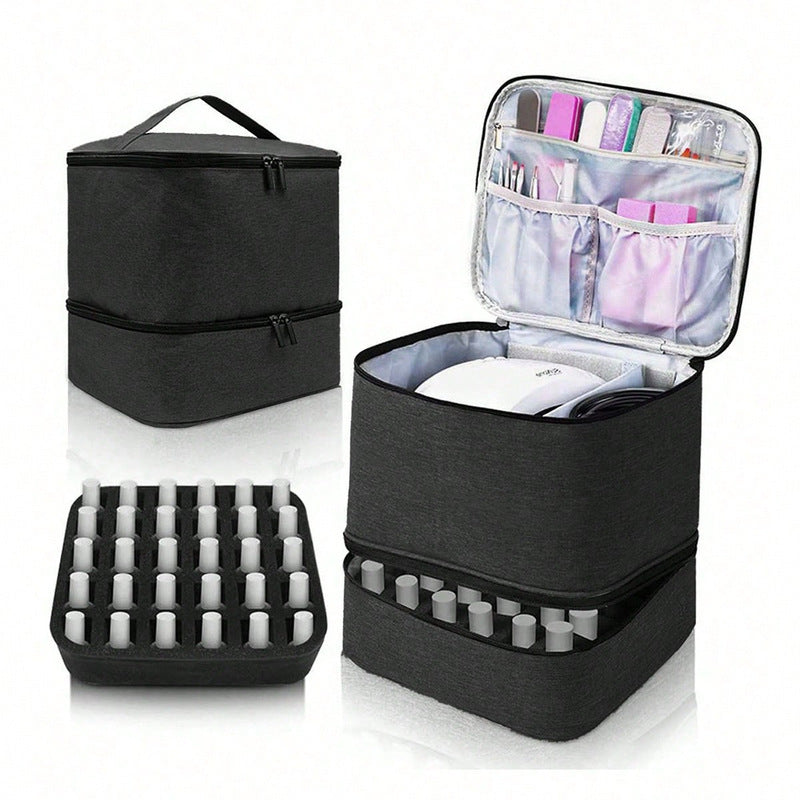 Professional Manicure Tools Case - 30-Compartment Nail Polish Storage Bag