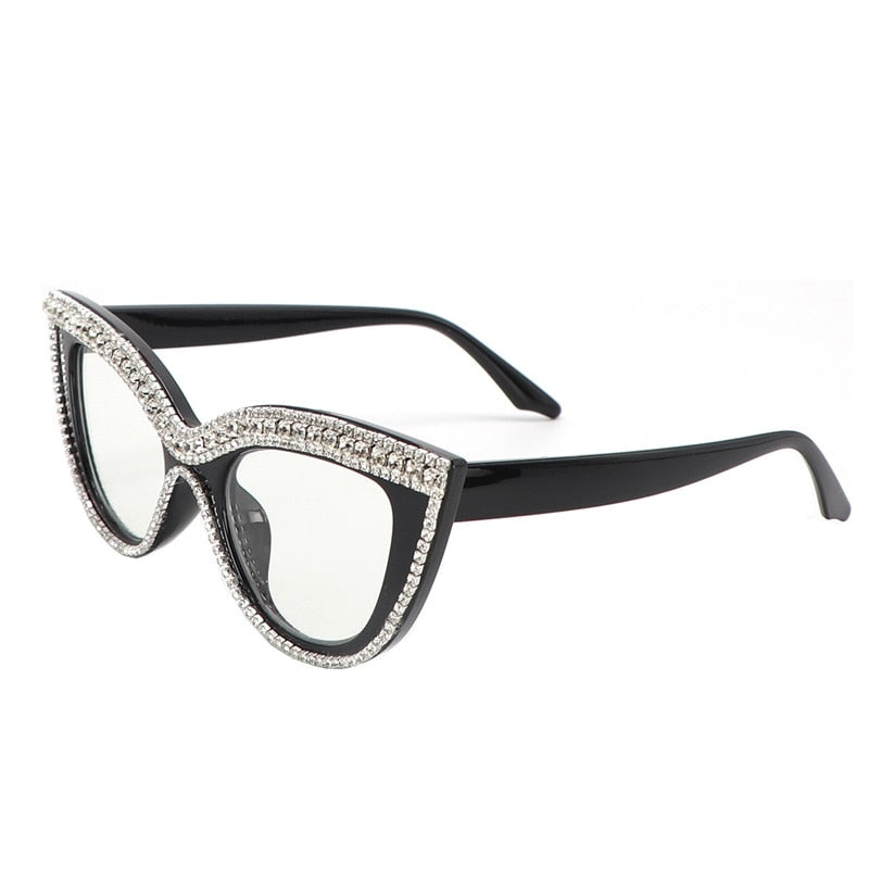Luxury Cat Eye Anti-Blue Light Reading Glasses - Rhinestone Trim Presbyopic Eyewear for Women