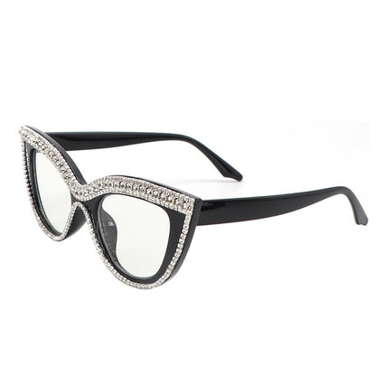 Luxury Cat Eye Anti-Blue Light Reading Glasses - Rhinestone Trim Presbyopic Eyewear for Women