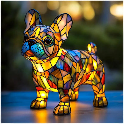 Animal Resin LED Night Light | Cute Tiffany Style Cat Bedside Lamp for Living Rooms and Bedrooms
