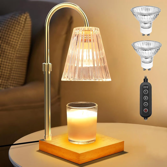 Electric Candle Warmer Lamp with Timer - Adjustable Height & Dimmable Wax Melt Light for Home Aromatherapy