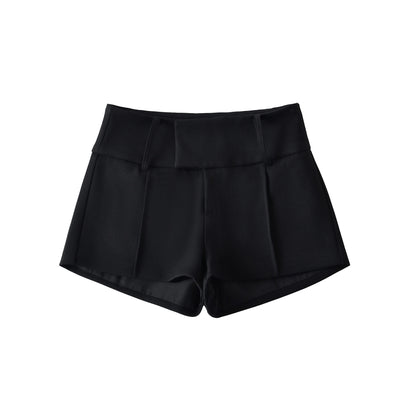 Trendy Low Waist Slimming A-Line Shorts – Chic Hip-Hugging Wide Leg Hot Pants for Women