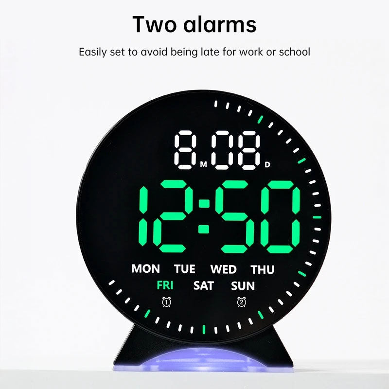 LED Digital Alarm Clock with Custom Jump-Second Display | Auto-Dimming USB Desk Clock with Ambient Light