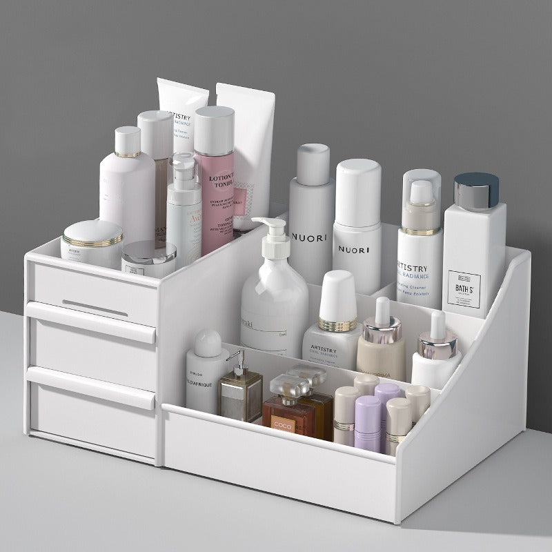 Large Capacity Desktop Cosmetic Storage Box with Drawers – Elegant Makeup & Skincare Organizer for Dressing Table