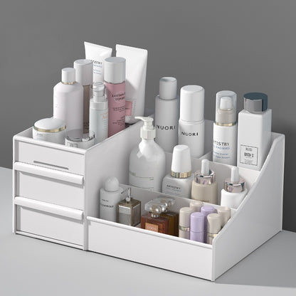 Large Capacity Desktop Cosmetic Storage Box with Drawers – Elegant Makeup & Skincare Organizer for Dressing Table