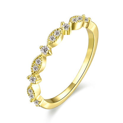 Elegant Rose Gold Tone Marquise Rhinestone Wedding Band / Minimalist Engagement or Promise Ring for Women
