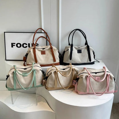 Stylish Contrast Color Travel Duffel Bag (Weekend/Gym Use)