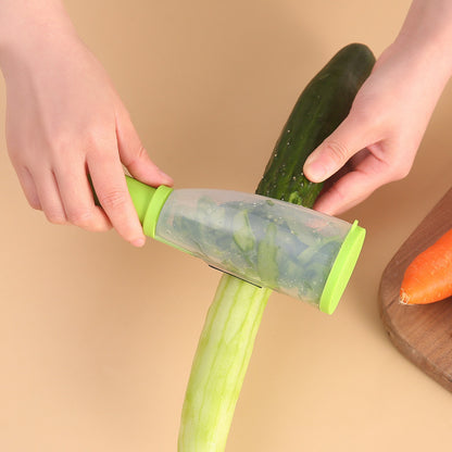 Multi-Functional Vegetable Peeler with Trash Storage Box - Stainless Steel Blade Potato & Carrot Skin Scraper