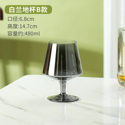 Luxury Electroplated Smoky Gray Crystal Glass | Modern Black Brandy & Whiskey Goblet