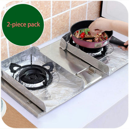 Reusable Gas Stove Protector Pads - 2-Piece Oil-Proof Aluminum Foil Insulation Mat & Easy Clean Burner Liner
