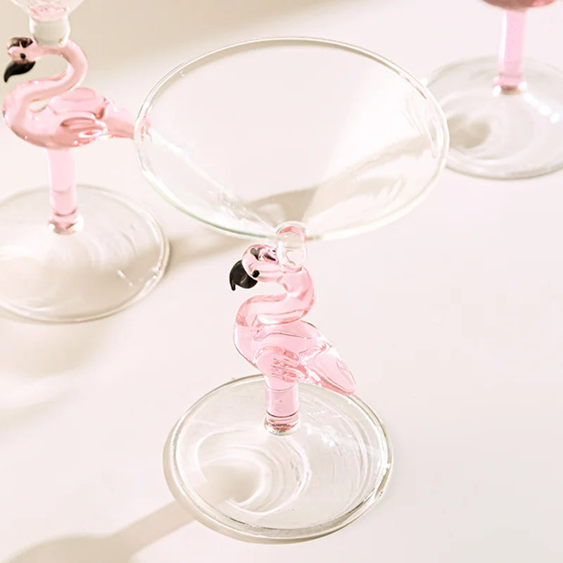 Creative Flamingo Stem Crystal Wine Glass | Luxury Pink Flamingo Cocktail & Champagne Goblet