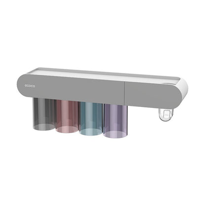Multi-Functional Wall-Mounted Toothbrush Holder & Organizer – Punch-Free Magnetic Mouthwash Cup Set for Bathroom