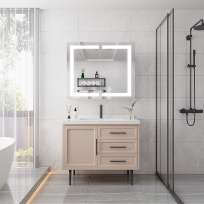 36 x 30 Inch LED Medicine Cabinet with Dimmable Anti-Fog Vanity Mirror