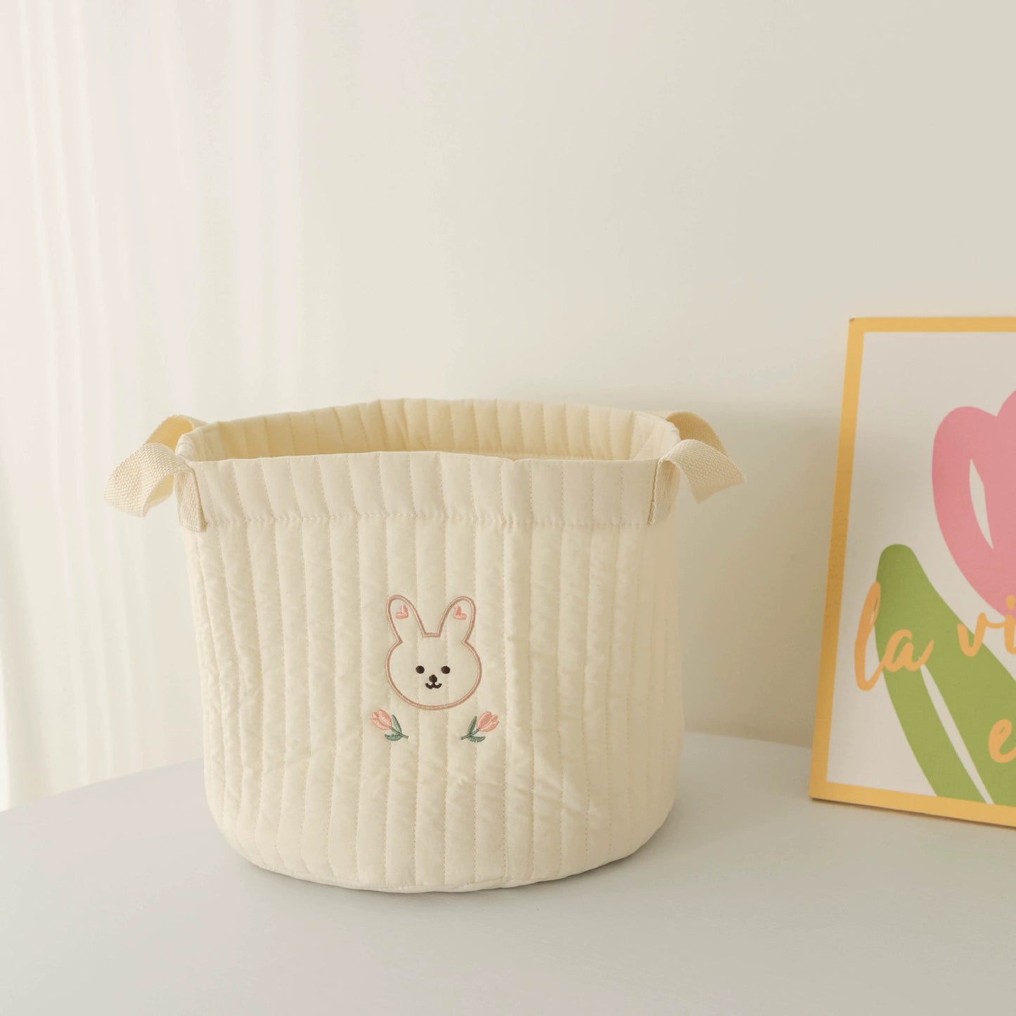 Cute Quilted Baby Storage Basket - Multi-Purpose Toy & Diaper Organizer Bag