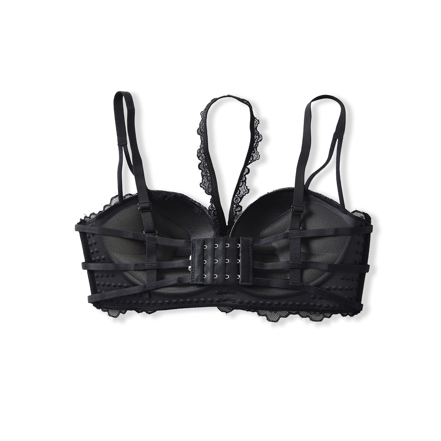 Push Up Padded Lace Bra with Deep V Neck and Thin Straps