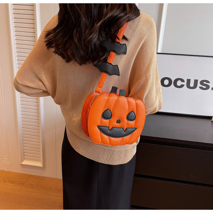 Halloween Funny Pumpkin Crossbody Shoulder Bag (Contrast Color)