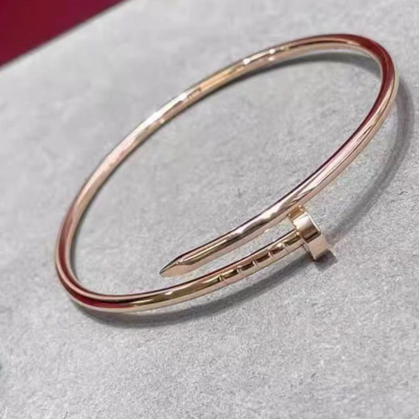 Unisex Fashion Nail Cuff Bracelet in Silver Tone