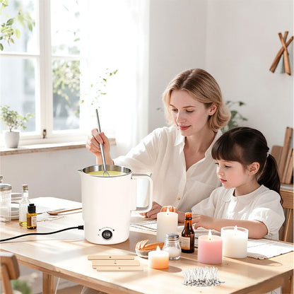 A47U 800ml Electric Wax Melter Kettle | Candle Making Pouring Pot with Thermometer