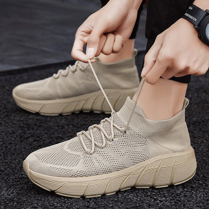 Unisex Casual Flyknit Socks Shoes with Thick Sole (Couple/Student Fashion)