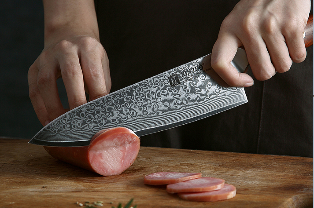 XINZUO 4-Piece Damascus Steel Kitchen Knife Set - 67 Layers VG10 Core Chef, Santoku, Utility & Cleaver Knives with Ergonomic Wood Handle
