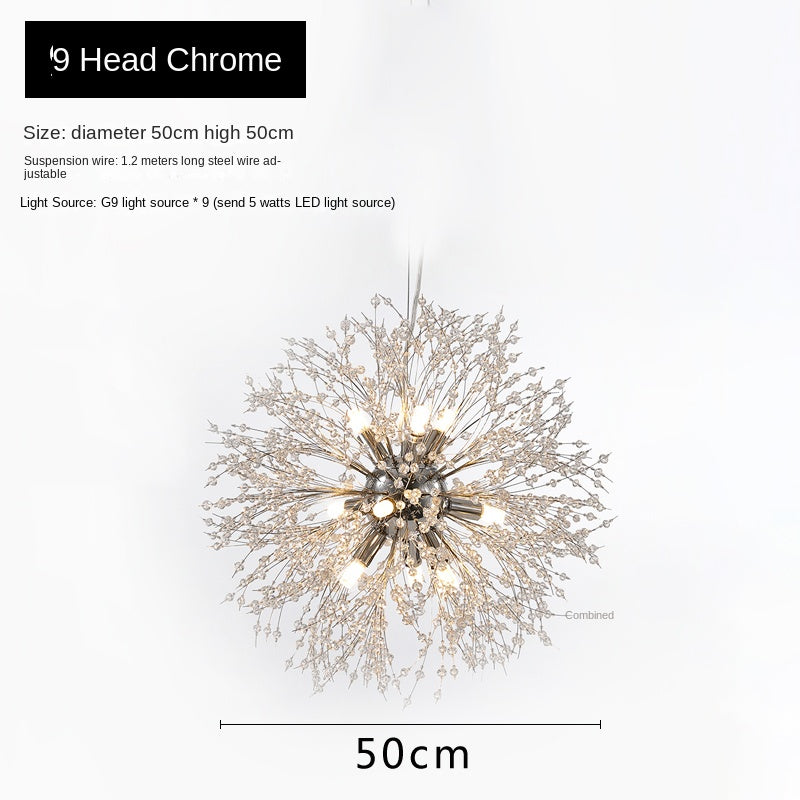 Modern Nordic Dandelion Chandelier - Luxury Crystal Fireworks Pendant Light for Bedroom & Living Room