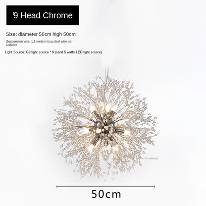 Modern Nordic Dandelion Chandelier - Luxury Crystal Fireworks Pendant Light for Bedroom & Living Room