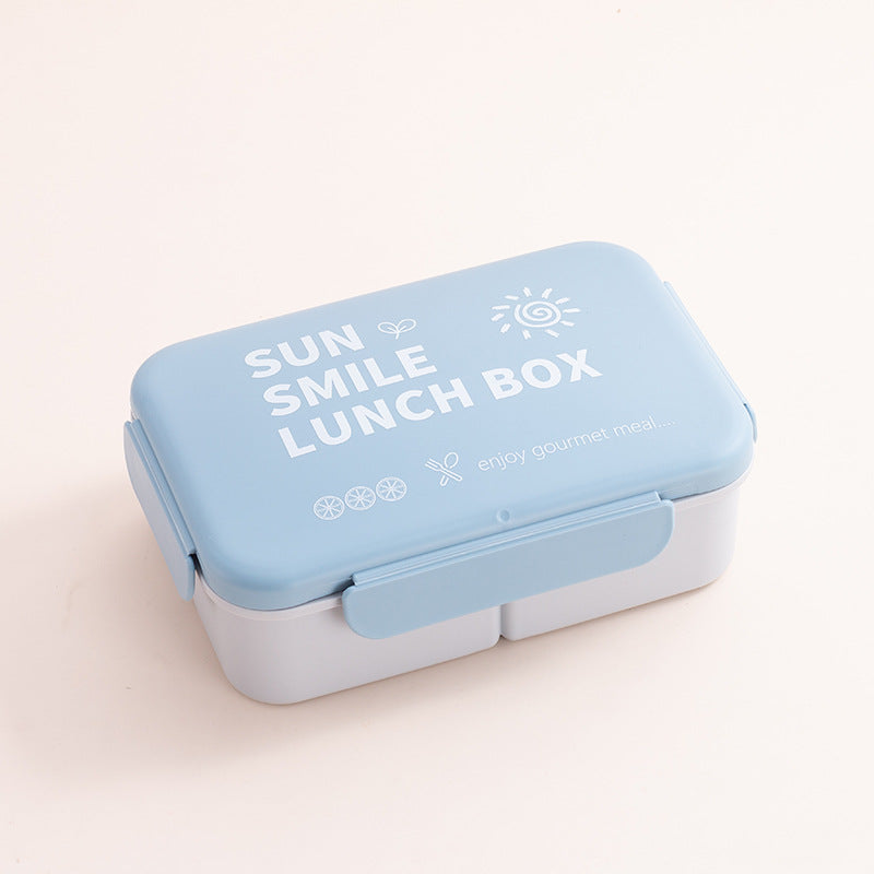 Stylish Pastel Bento Lunch Box - Microwave Safe 3-Compartment Food Container with Spoon & Fork (Portable & Leak-Proof)
