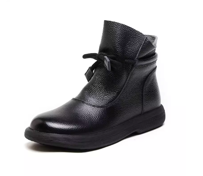 Casual Winter Ankle Boots with Soft Sole | Ladies' Warm Wool Cotton Flat Low-Top Shoes