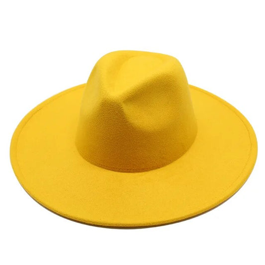 Classic Wide Brim Wool Fedora Hat - Unisex Vintage Jazz Cap for Weddings & Formal Events